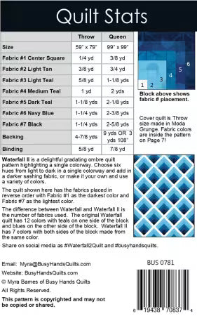 Paper Quilt Pattern - Waterfall II - Black Rabbit Fabric Inc.
