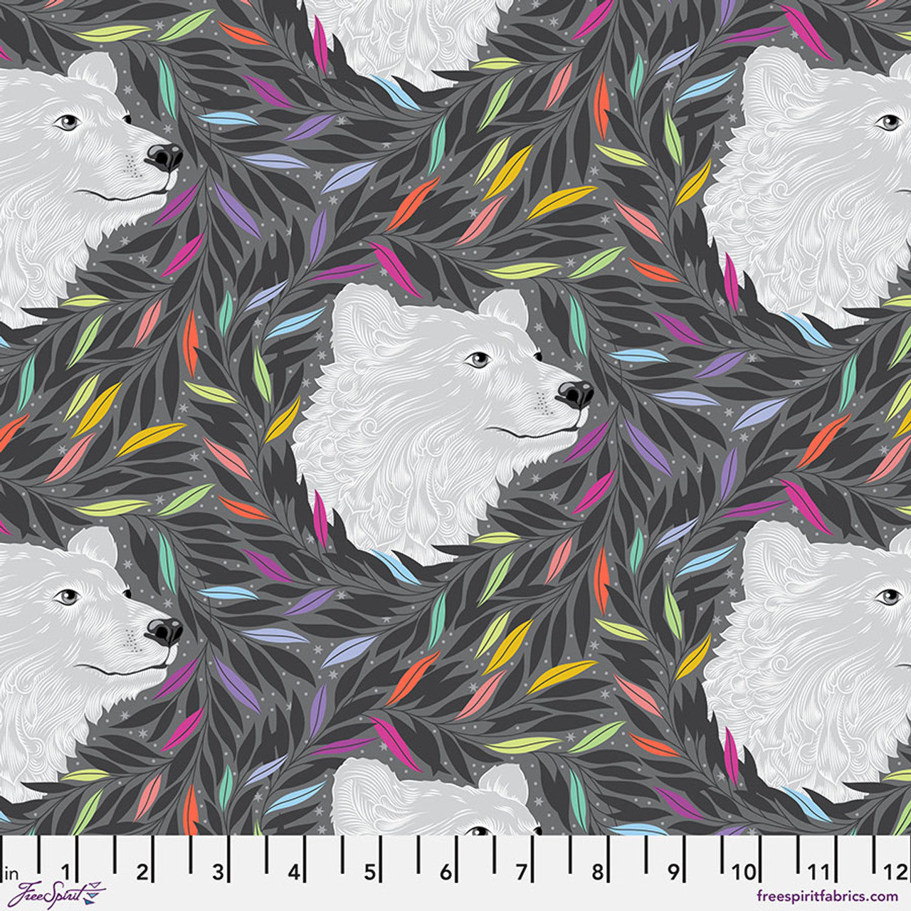 Tula Pink Graywork Just Bearly - Carbon