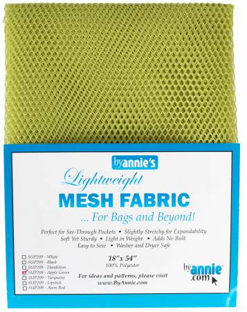 ByAnnie’s Lightweight Mesh Fabric, 18" X 54", Apple Green - Black Rabbit Fabric Inc.