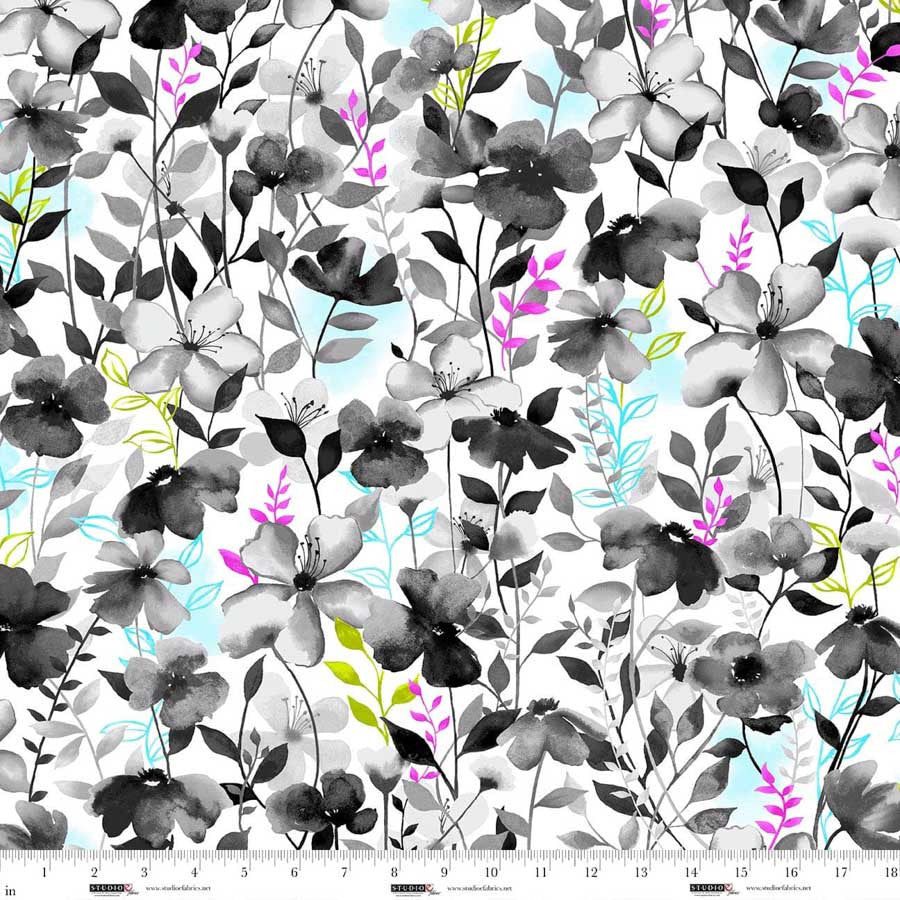 StudioE Sweet Licorice Watercolour Floral - White