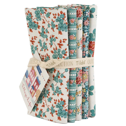 Tilda Village Life FQ Petrol Teal Bundle 5 Prints