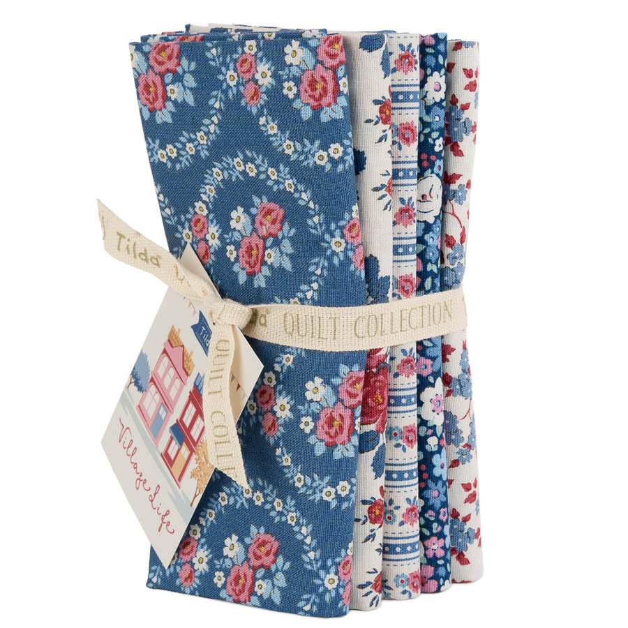 Tilda Village Life FQ Blue Bundle 5 Prints