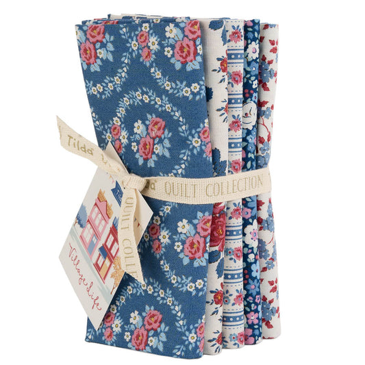 Tilda Village Life FQ Blue Bundle 5 Prints