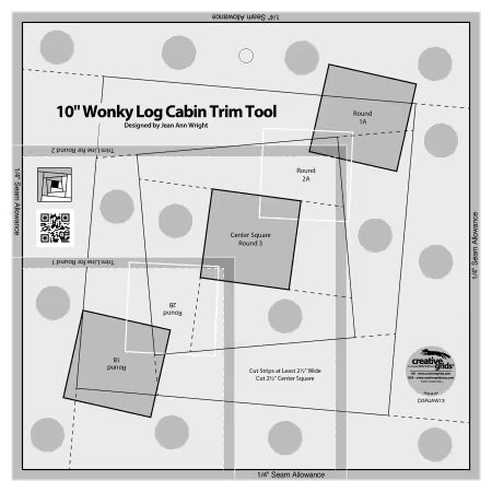 Creative Grids Quilt Ruler 10in Wonky Log Cabin Trim Tool - Black Rabbit Fabric Inc.