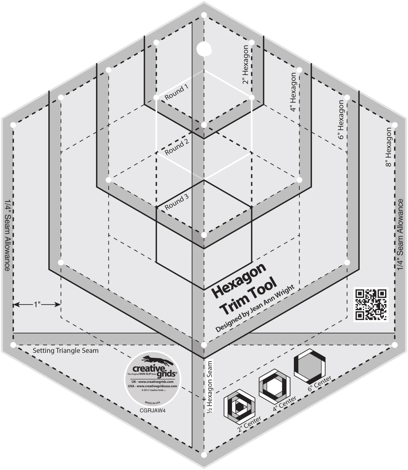 Creative Grids Quilt Ruler Hexagon Trim Tool