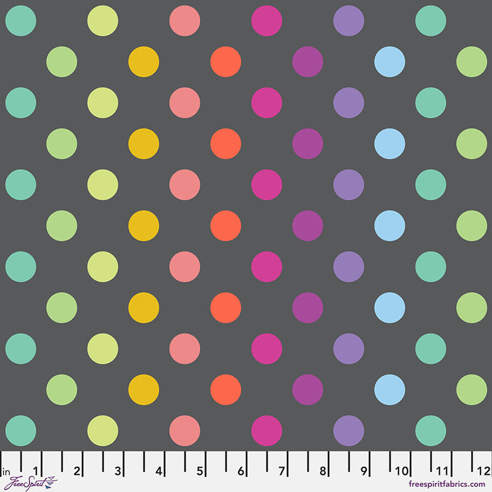 Tula Pink True Colors Graywork Disco Poms - Carbon