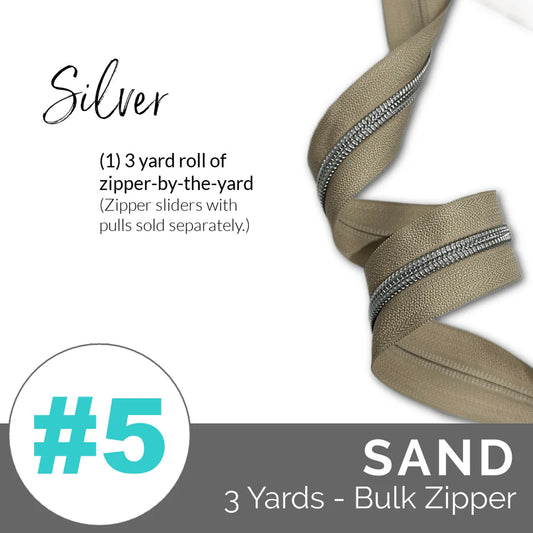 Emmaline Zippers-by-the-Yard - *SIZE#5* Sand (DOES NOT INCLUDE SLIDERS/PULLS)