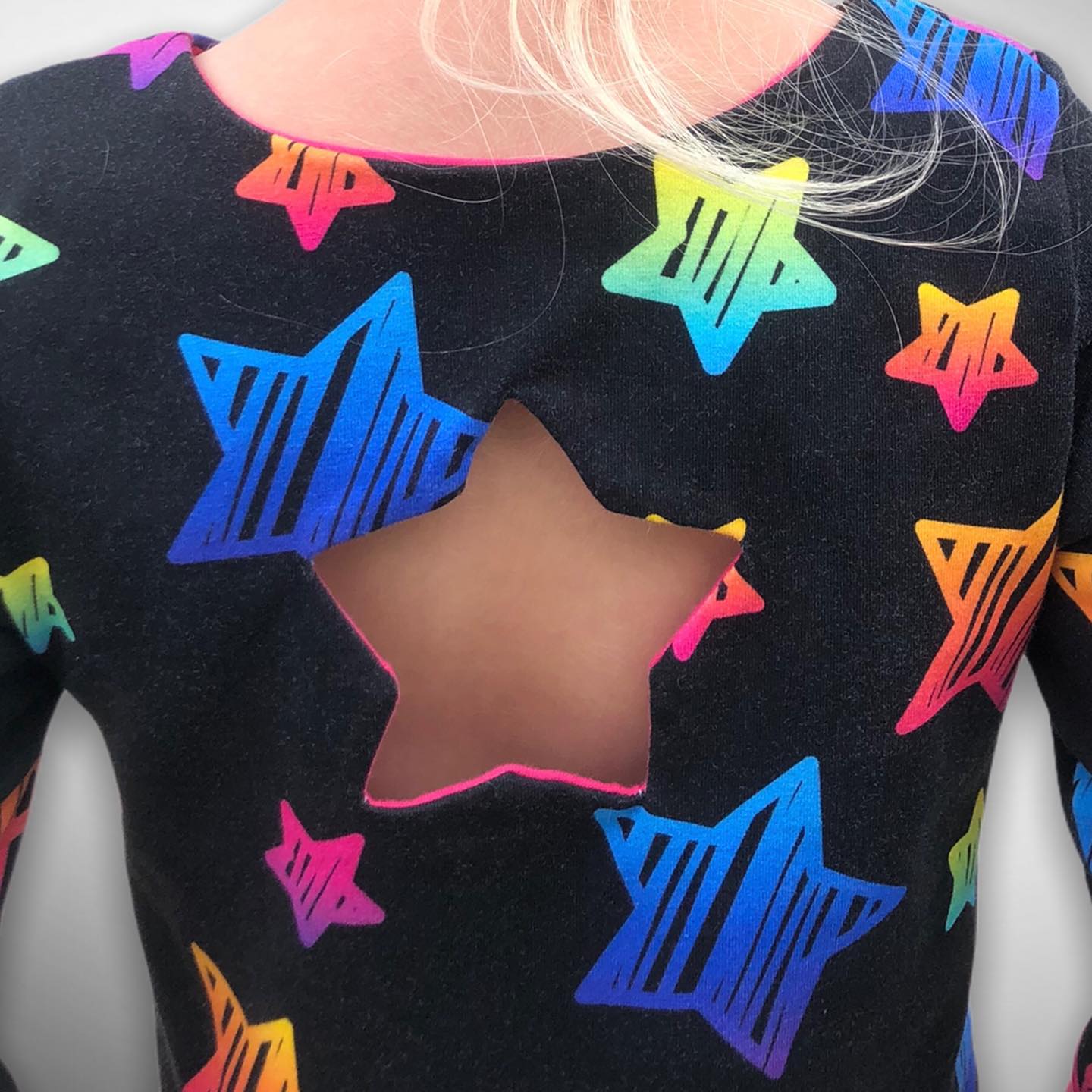 Rainbow Doodle Stars Cotton French Terry PRECUT HALF METERS