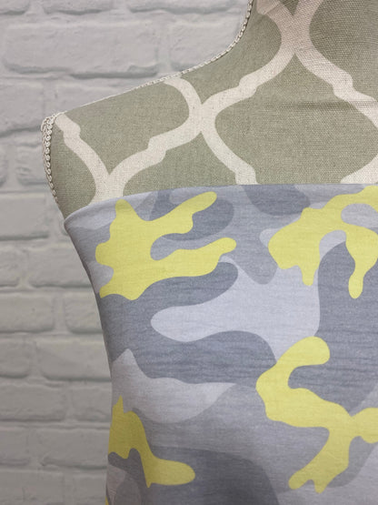 Grey with Yellow Camo Cotton Jersey — 1.5m cut only